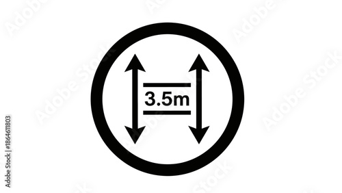 Height limit traffic sign icon 3.5m. Vertical clearance symbol isolated on white.