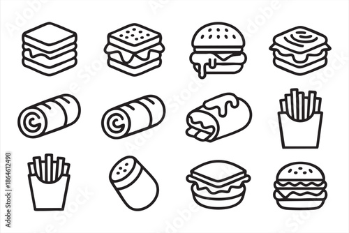 Fast Food Icons for UI Design, Restaurant Menus, Delivery Apps