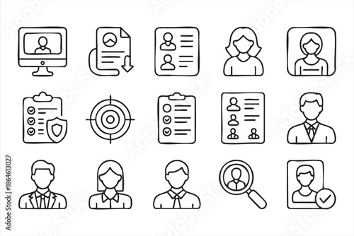 Resume and Profile Icons for HR Management Apps and Web Platforms