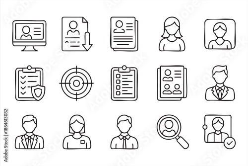 Hiring Process Icons for Recruitment Software and HR Interfaces