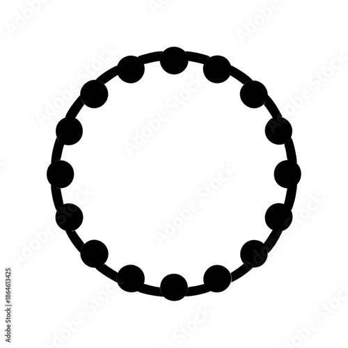 Simple black bead circle with connecting lines creates a minimal design