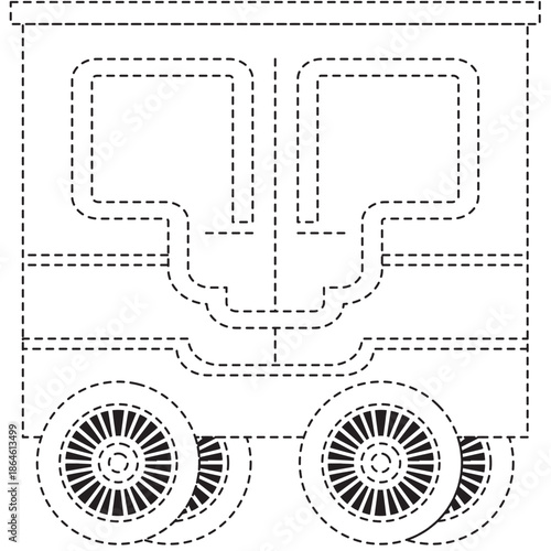 Bus front view line art with clean windows great for classroom decor, educational posters, and kid-friendly designs.