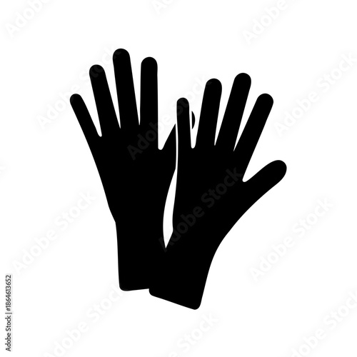 Two black gloves ready for cleaning or protection and hygiene purpose