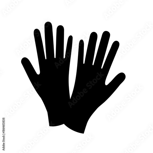 Protective Handwear Rendered in High Contrast Black and White Illustration