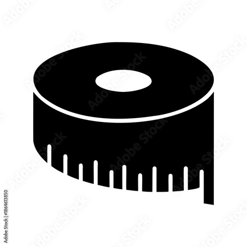 Black and white tape measure tool used for sewing and tailoring