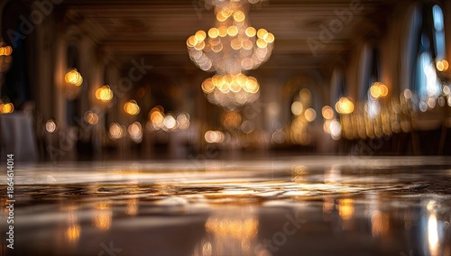 Wallpaper Mural Elegant chandelier illuminates a grand hall with reflective marble floor Torontodigital.ca