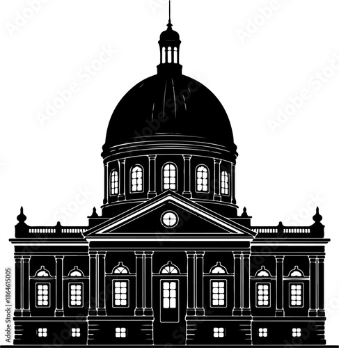 domed building silhouette vector illustration