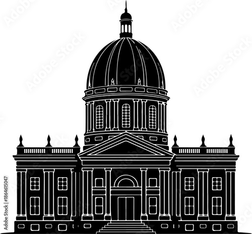 domed building silhouette vector illustration