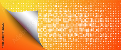 Gold disco party pattern. Yellow square sequin mosaic texture background. Abstract golden shining glitter halftone wallpaper. Pop up comic sparkling glitter backdrop. Retro vector design template