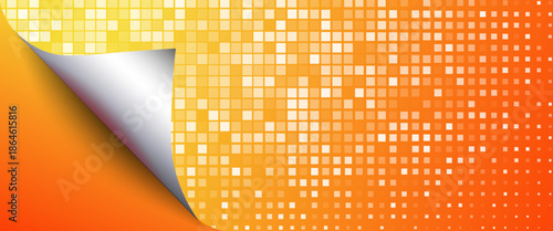 Gold disco party pattern. Yellow square sequin mosaic texture background. Abstract golden shining glitter halftone wallpaper. Pop up comic sparkling glitter backdrop. Retro vector design template