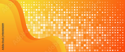 Gold disco party pattern. Yellow square sequin mosaic texture background. Abstract golden shining glitter halftone wallpaper. Pop up comic sparkling glitter backdrop. Retro vector design template