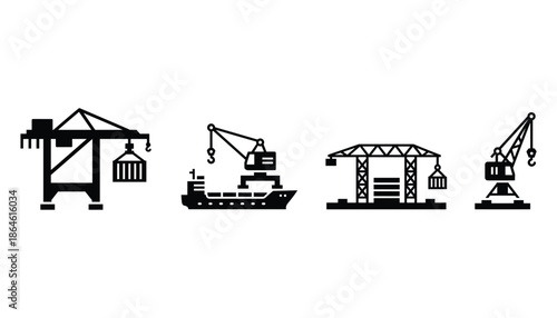 Dockside cranes sign perfect for maritime logistics and design related with industrial shipping and port freight