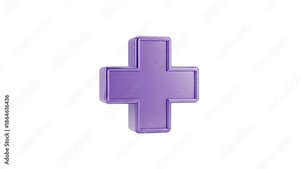 Fototapeta premium 3D Render of a Purple Plus Sign