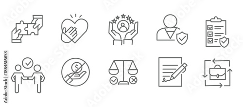 Business ethics icon set. Editable line icons. Vector illustration.