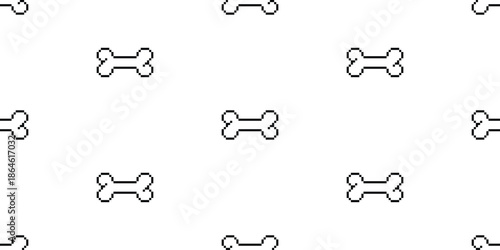 dog bone pixel seamless pattern cartoon doodle digital pet french bulldog puppy tile background gift wrapping paper repeat wallpaper illustration