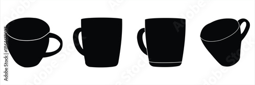 Coffee Cup Vector Icon Set – Hot Drink Mug Symbols in Solid, Outline and Color Styles, Steaming Coffee and Tea Beverage Illustration Isolated on White and Transparent Background