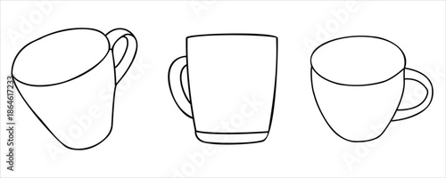 Coffee Cup Vector Icon Set – Hot Drink Mug Symbols in Solid, Outline and Color Styles, Steaming Coffee and Tea Beverage Illustration Isolated on White and Transparent Background