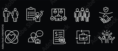 Business ethics icon set. Editable line icons. Vector illustration.