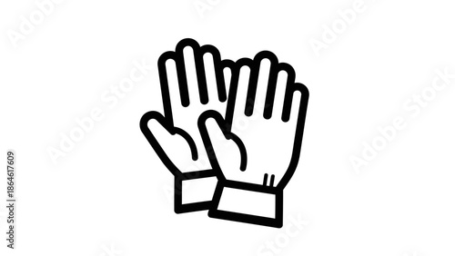 Work gloves line art icon for safety and protection.