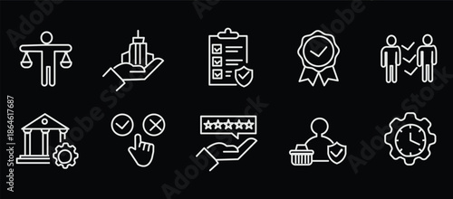 Business ethics icon set. Editable line icons. Vector illustration.