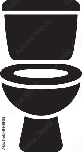 Simple black and white illustration of a standard toilet fixture