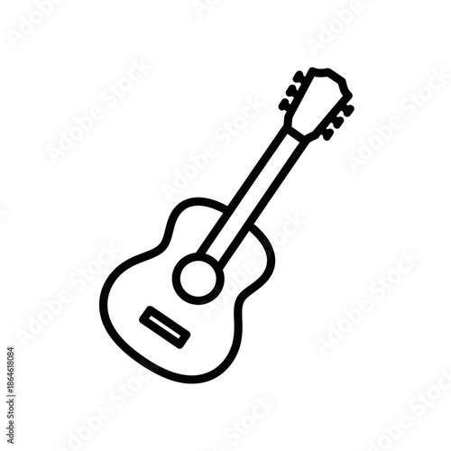 Acoustic Guitar Icon Outline Vector Simple Minimalist Music Instrument