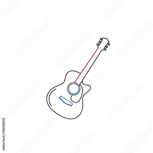 Acoustic Guitar Icon, Minimalist Line Art Musical Instrument