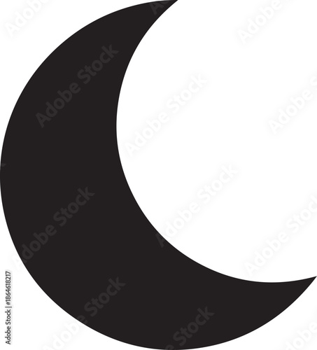 Crescent moon symbol on white background