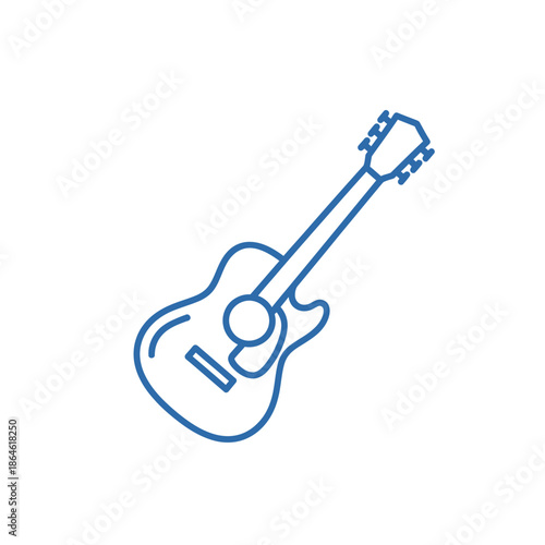 Acoustic Guitar Icon, Simple Line Art Illustration, Music Instrument Symbol