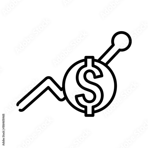 Financial Growth Icon with Upward Trend Arrow and Dollar Sign