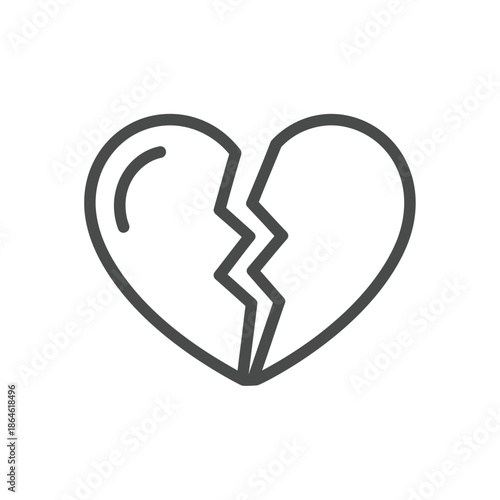 Minimalist Line Art Illustration of a Broken Heart for Emotional and Health Related Content