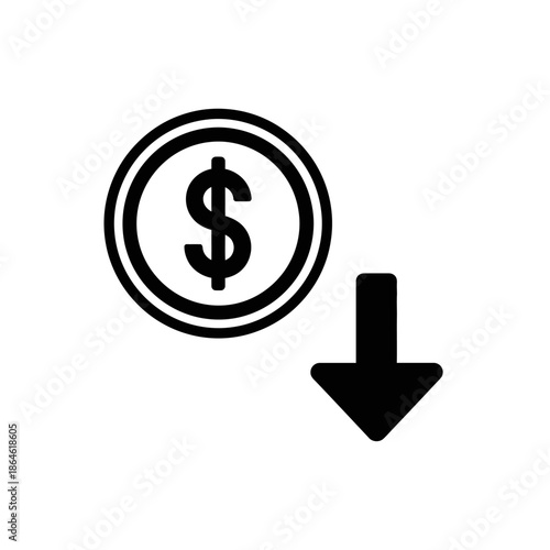 Financial Loss and Economic Decline Concept with Dollar Sign and Downward Arrow