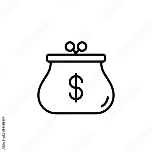Minimalist Line Art of Coin Purse with Dollar Sign for Financial and Budgeting Concepts