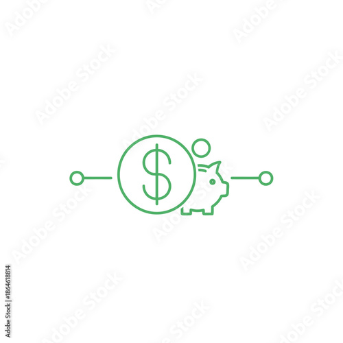 Minimalist Line Art of Financial Growth and Banking Savings Icon