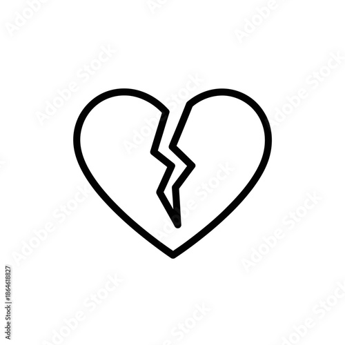 Minimalist Line Drawing of a Broken Heart for Emotional Healing and Relationships