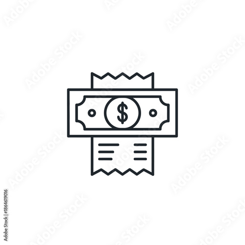 Minimalist Illustration of a Cash Receipt and Money Icon for Financial Transactions