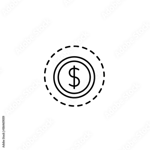 Minimalist Illustration of a Dollar Coin for Financial and Business Design
