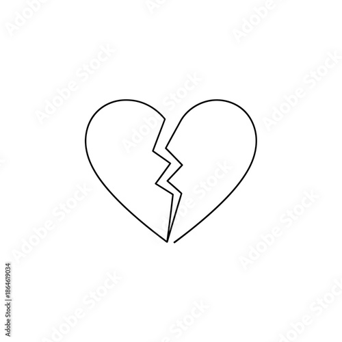 Heart Break Illustration with Broken Heart Icon in Minimalist Style