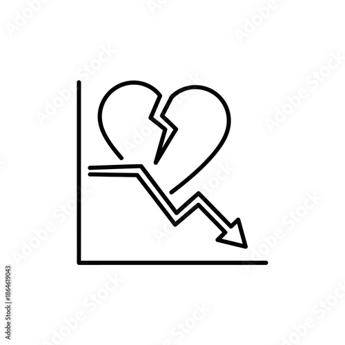 Heart Break and Decline Illustration Showing Emotional Sadness and Loss