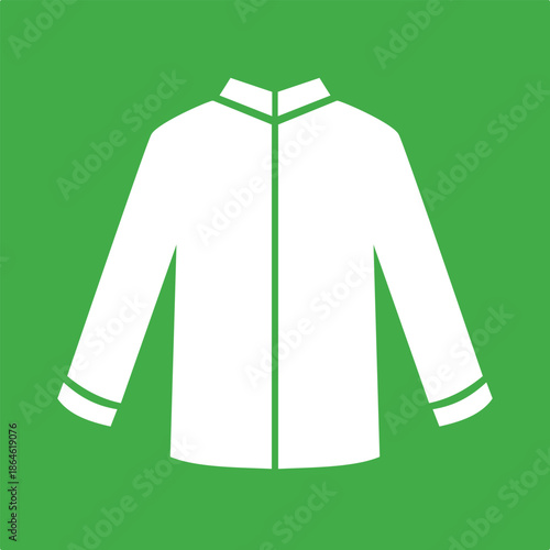 Minimalist White Traditional Men's Shirt Icon on Vibrant Green Background
