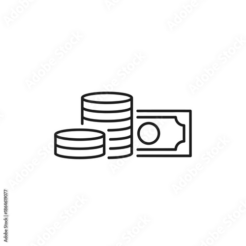 Minimalist Illustration of Coins and Cash for Financial and Business Topics