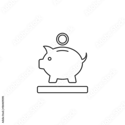 Minimalist Piggy Bank Icon with Coin for Saving Money Illustration