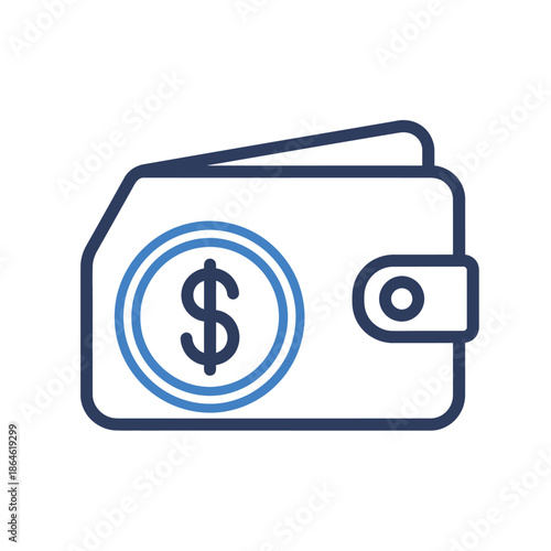 Minimalist Wallet Icon with Dollar Sign for Financial and Business Concepts