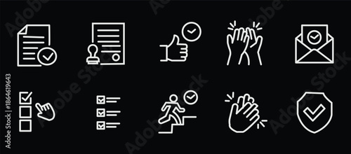 Approval icon set. Editable line icons. Vector illustration.