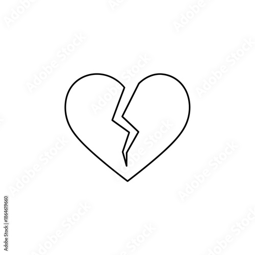 Simple Broken Heart Illustration Symbolizing Heartbreak or Emotional Pain