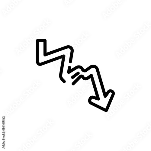 Stock Illustration of a Downward Trending Declining Arrow for Financial Loss