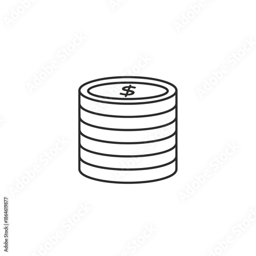 Stacked Coins with Dollar Sign Representing Financial Success and Wealth