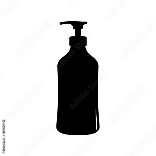 Black silhouette of a liquid soap dispenser bottle with pump