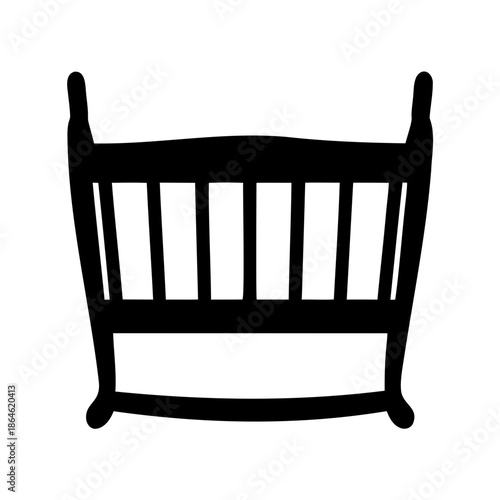 Black silhouette of a baby crib with a simple and minimalist design