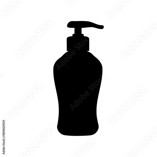 Elegant black silhouette of a modern lotion or soap dispenser bottle